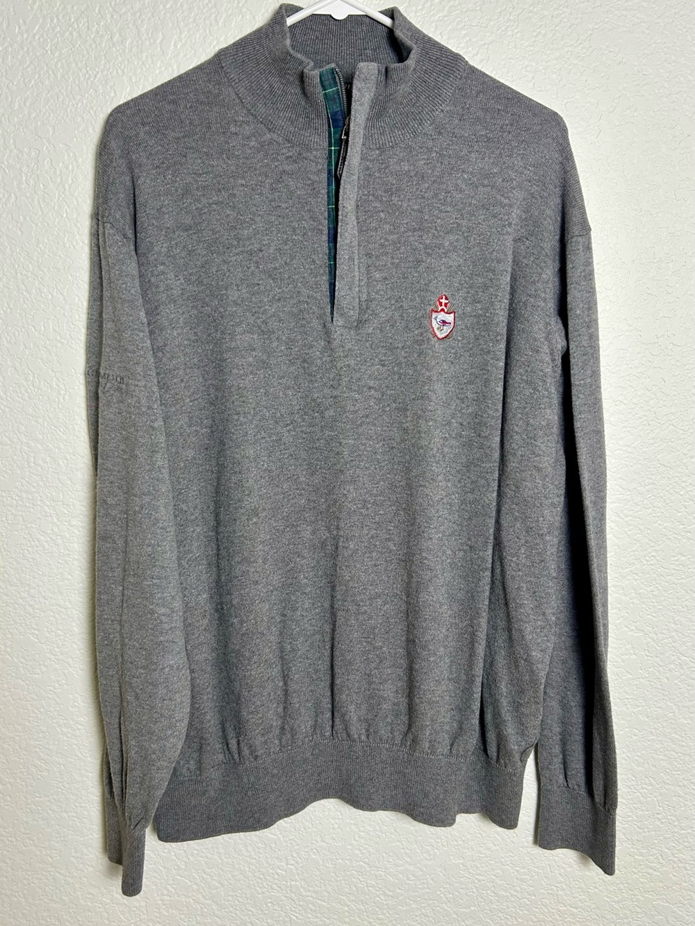 Glenmuir 1891 Touch of Cashmere Quarter Zip Golf Sweater Gray XXL Embroidered L